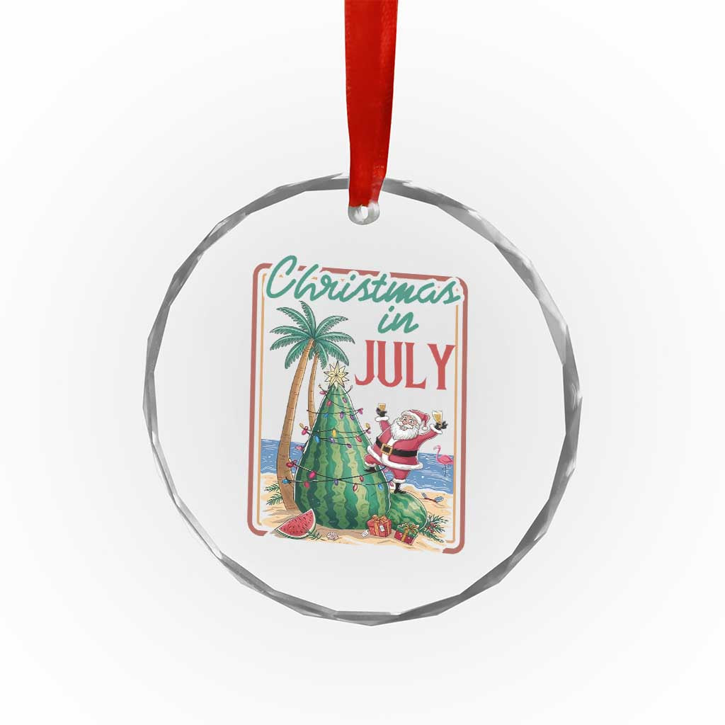 Christmas In July Crystal Glass Ornament Funny Santa Watermelon Xmas Tree