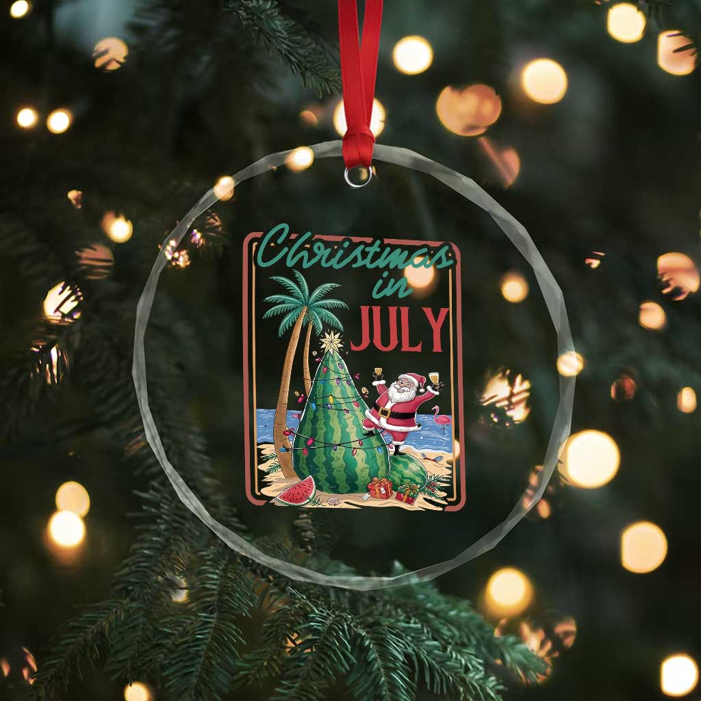 Christmas In July Crystal Glass Ornament Funny Santa Watermelon Xmas Tree
