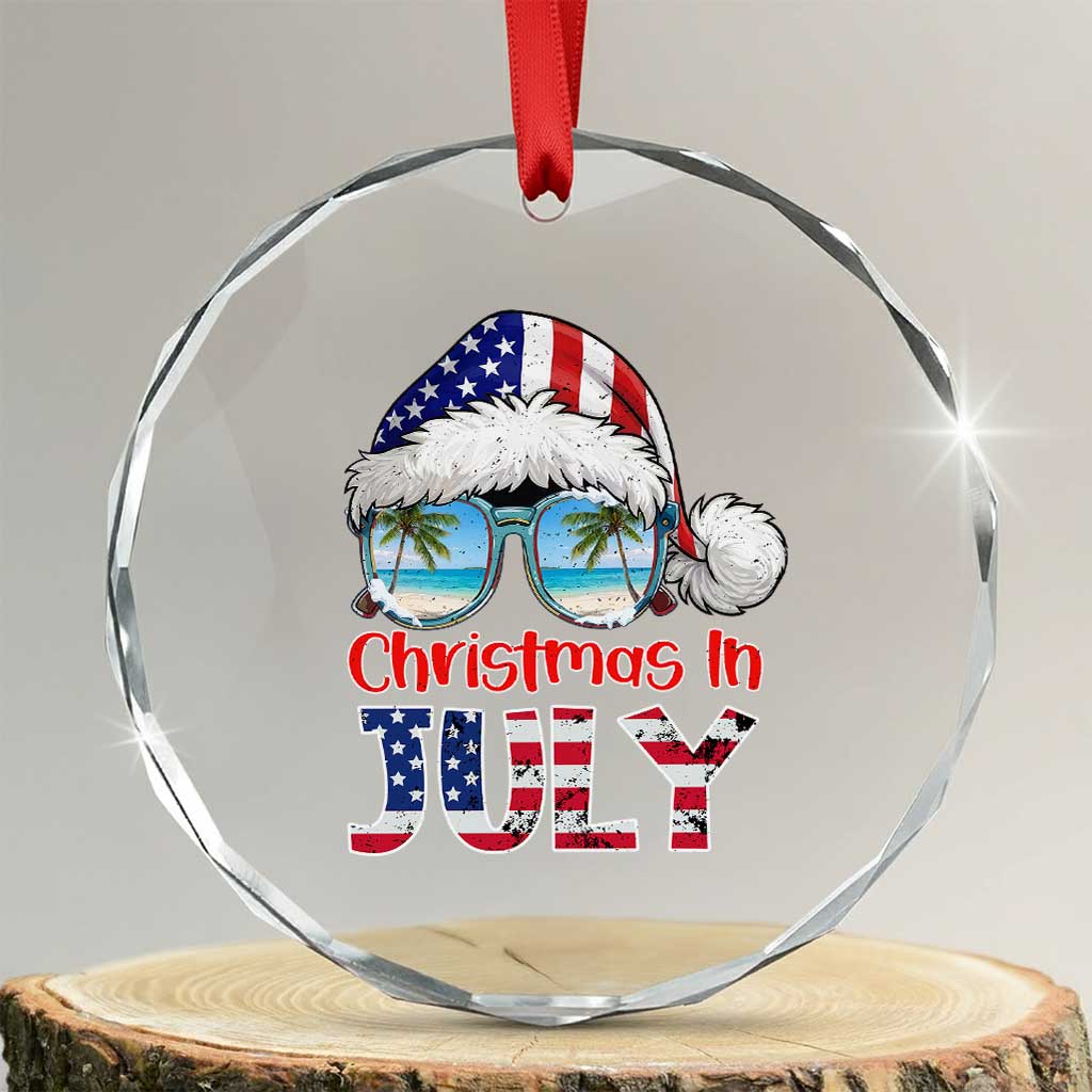 Christmas In July Crystal Glass Ornament Patriotic USA Sunglasses Graphic