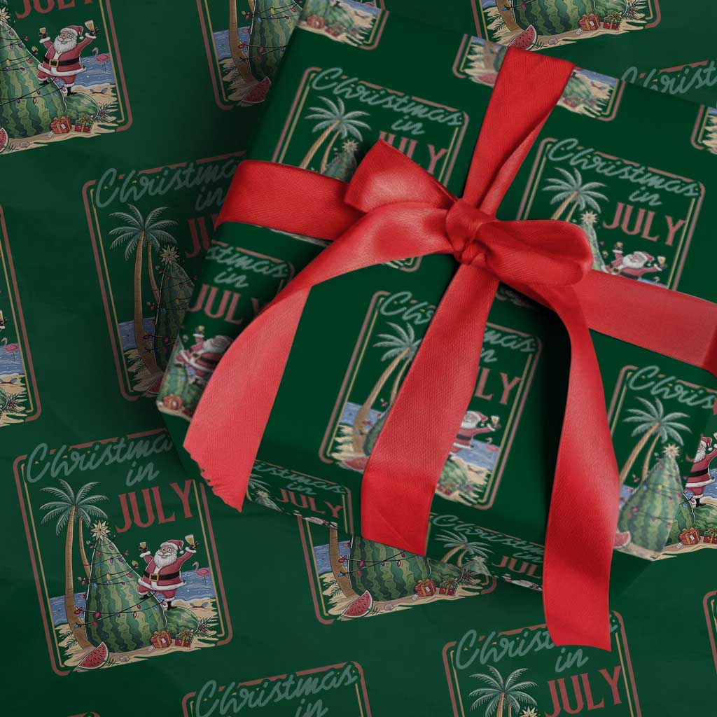 Christmas In July Wrapping Paper Roll Funny Santa Watermelon Xmas Tree