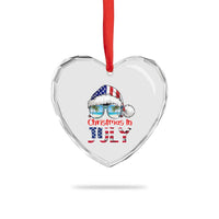 Christmas In July Heart Crystal Glass Ornament Patriotic USA Sunglasses Graphic