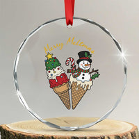 Christmas In July Ice Cream Snowman Graphic Crystal Glass Ornament Merry Meltmas