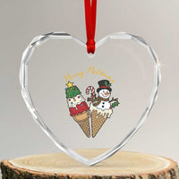 Christmas In July Ice Cream Snowman Graphic Heart Crystal Glass Ornament Merry Meltmas