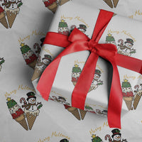 Christmas In July Ice Cream Snowman Graphic Wrapping Paper Roll Merry Meltmas