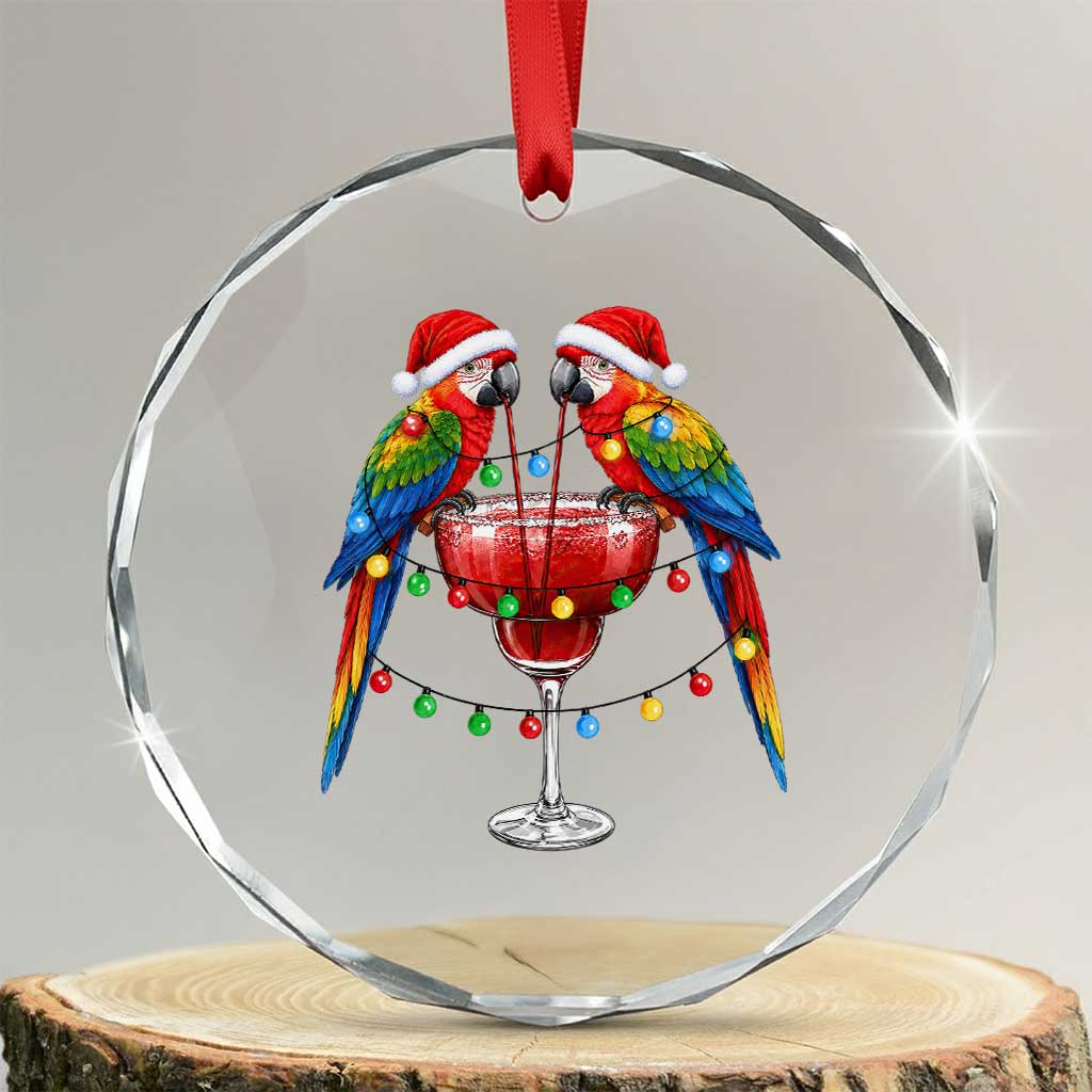 Christmas In July Parrots Crystal Glass Ornament Summer Beach Party Gift