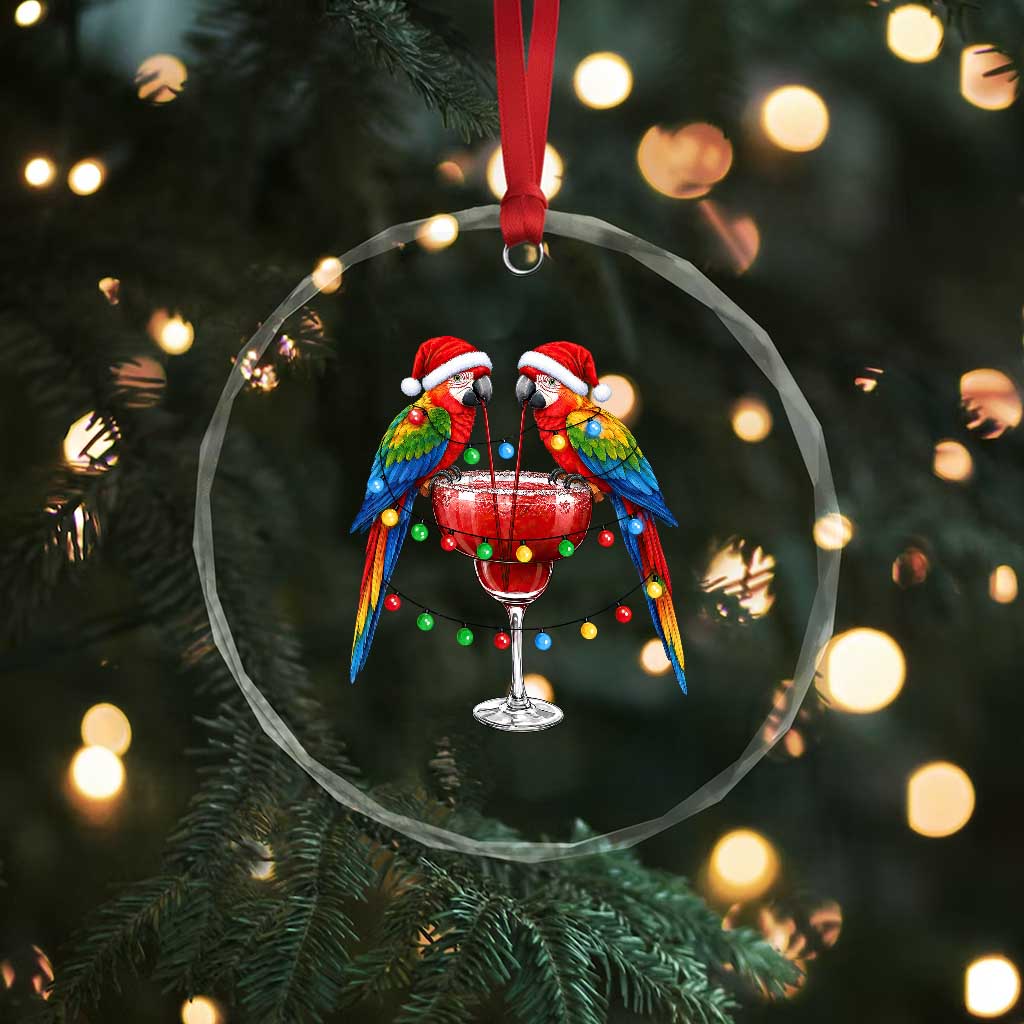 Christmas In July Parrots Crystal Glass Ornament Summer Beach Party Gift