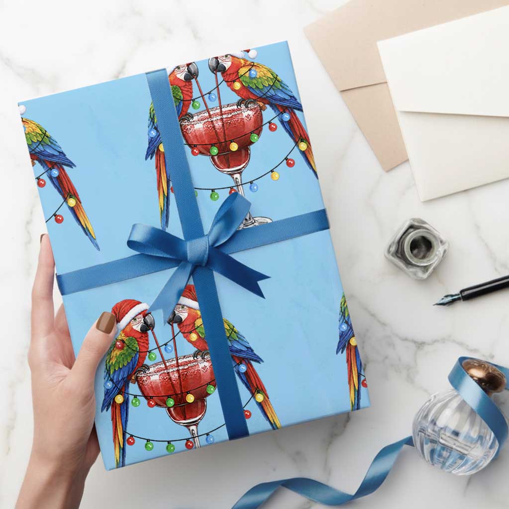 Christmas In July Parrots Wrapping Paper Roll Summer Beach Party Gift