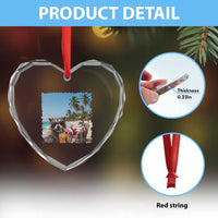 Christmas In July Raccoon And Santa Heart Crystal Glass Ornament Tropical Summer Vacation Graphic