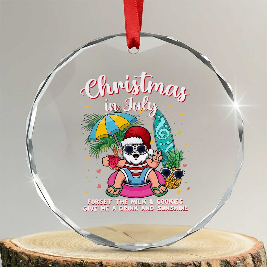 Christmas in July Santa Crystal Glass Ornament Palm Tree Beach Summer Hawaii