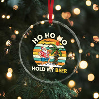 Christmas In July Santa Ho Ho Hold My Beer Crystal Glass Ornament Summer Beach Hawaii Santa USA Flag - Wonder Print Shop