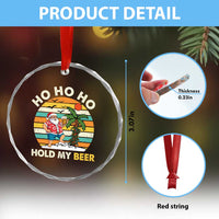 Christmas In July Santa Ho Ho Hold My Beer Crystal Glass Ornament Summer Beach Hawaii Santa USA Flag - Wonder Print Shop