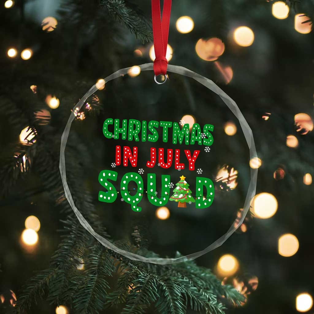 Christmas In July Squad Crystal Glass Ornament Funny Summer Xmas - Wonder Print Shop
