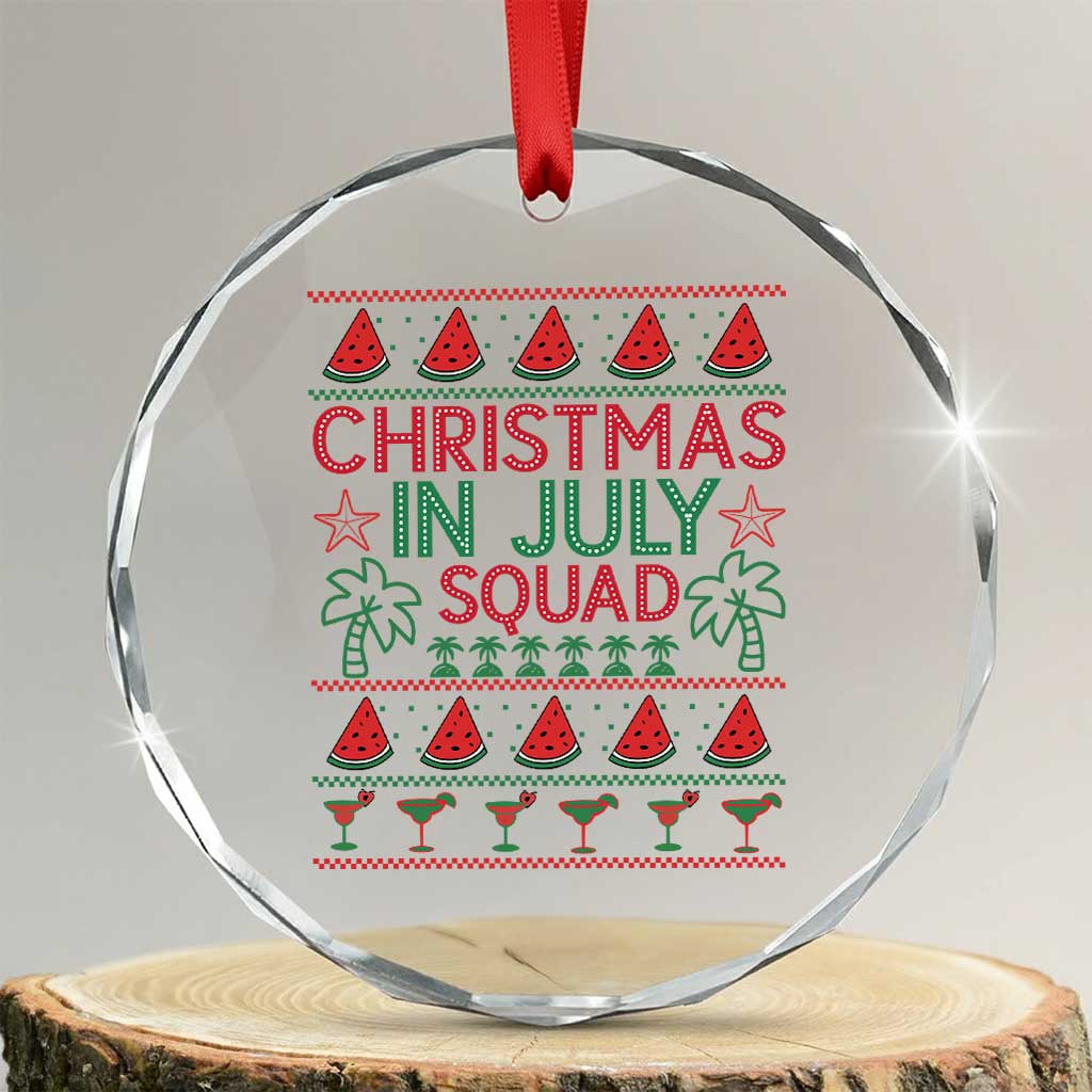Christmas In July Squad Crystal Glass Ornament Tropical Beach Party Graphic