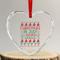 Christmas In July Squad Heart Crystal Glass Ornament Tropical Beach Party Graphic