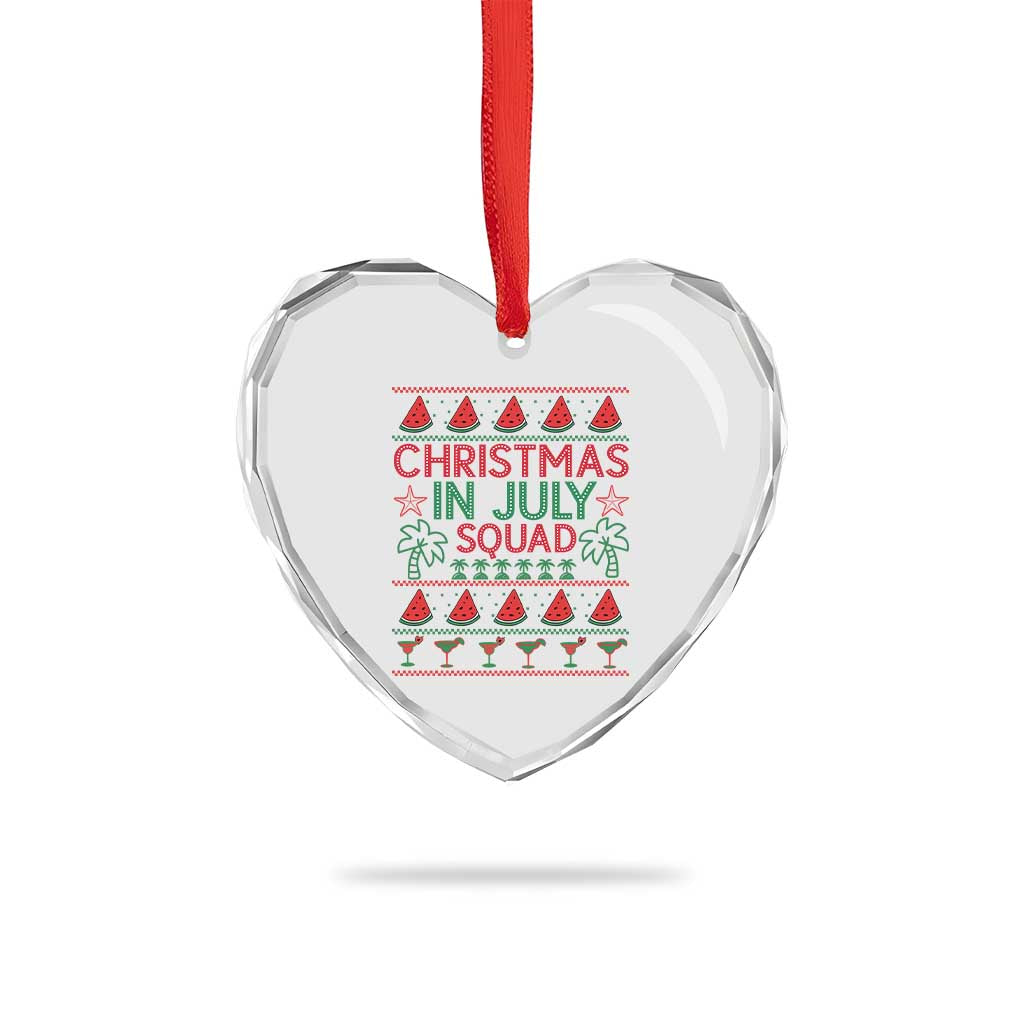 Christmas In July Squad Heart Crystal Glass Ornament Tropical Beach Party Graphic