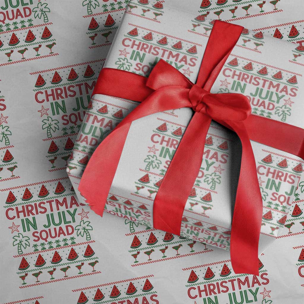 Christmas In July Squad Wrapping Paper Roll Tropical Beach Party Graphic