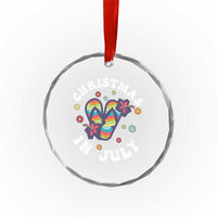 Christmas In July Summer Beach Crystal Glass Ornament Hawaii Flip Flops Hibiscus - Wonder Print Shop