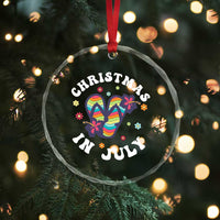 Christmas In July Summer Beach Crystal Glass Ornament Hawaii Flip Flops Hibiscus - Wonder Print Shop