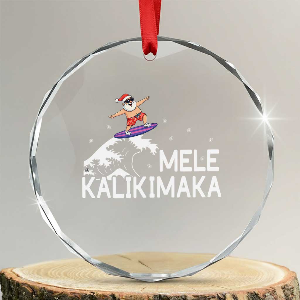 Christmas In July Surfing Santa Crystal Glass Ornament Mele Kalikimaka Summer Beach Hawaii - Wonder Print Shop