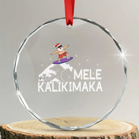 Christmas In July Surfing Santa Crystal Glass Ornament Mele Kalikimaka Summer Beach Hawaii - Wonder Print Shop