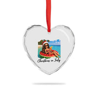 Christmas In July Tropical Doll Face Meme Heart Crystal Glass Ornament Summer Vacation Graphic
