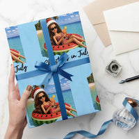 Christmas In July Tropical Doll Face Meme Wrapping Paper Roll Summer Vacation Graphic