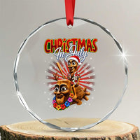 Christmas In July Tung Tung Tung TTT Sahur Cursed Meme Crystal Glass Ornament Funny Ironic Tropical Summer Hawaiian Holiday Surreal