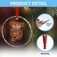 Christmas In July Tung Tung Tung TTT Sahur Cursed Meme Crystal Glass Ornament Funny Ironic Tropical Summer Hawaiian Holiday Surreal