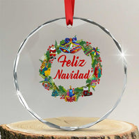 Christmas In Mexico Crystal Glass Ornament Feliz Navidad Xmas Wreath - Wonder Print Shop