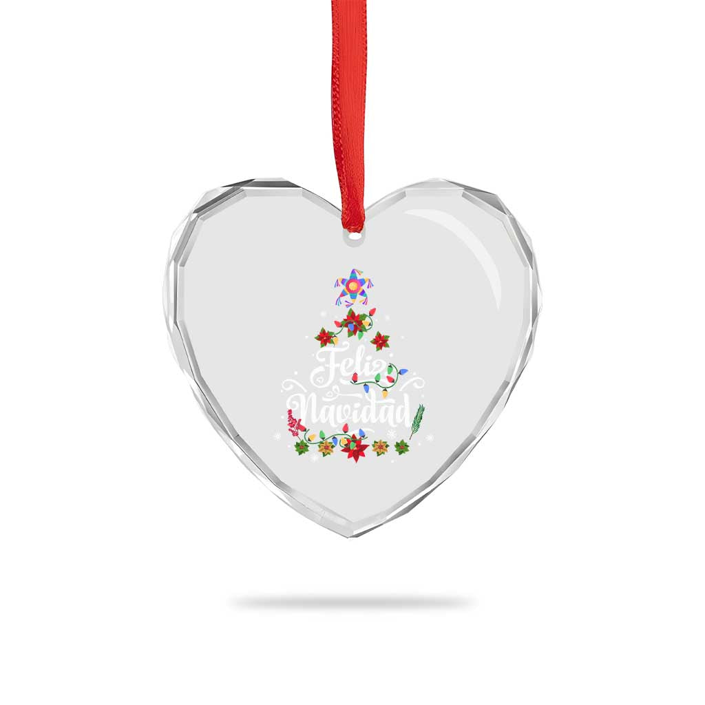 Christmas In Mexico Heart Crystal Glass Ornament Feliz Navidad Pinata Star Xmas Tree - Wonder Print Shop