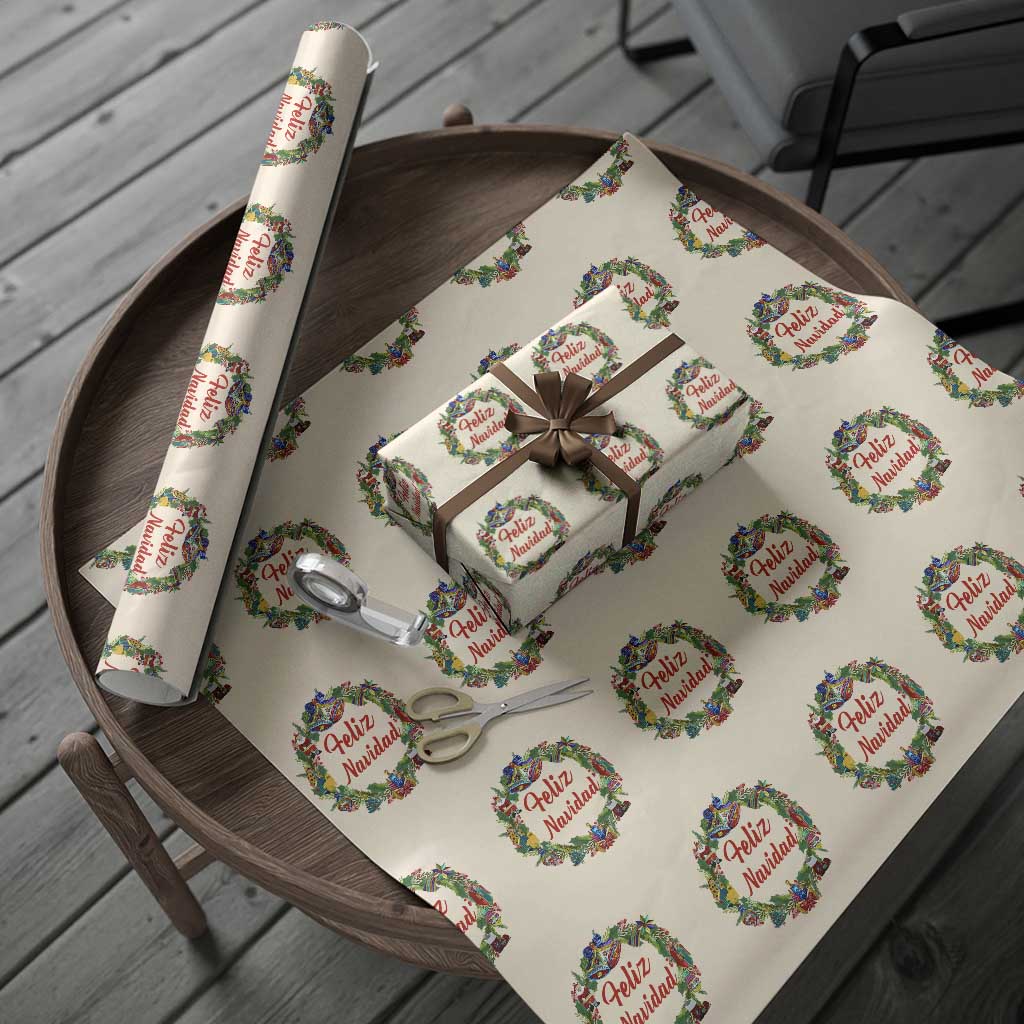 Christmas In Mexico Wrapping Paper Roll Feliz Navidad Xmas Wreath - Wonder Print Shop