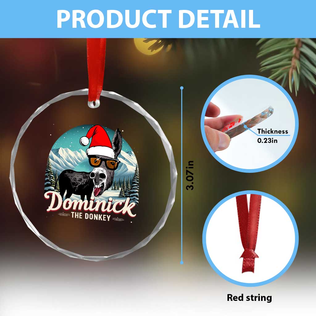 Christmas Italian Donkey Crystal Glass Ornament Funny Domick The Donkey Holiday Xmas - Wonder Print Shop