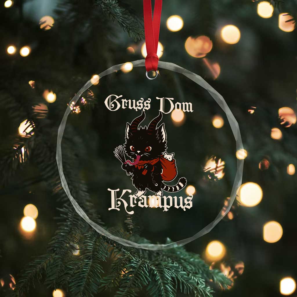 Christmas Krampus Cat Crystal Glass Ornament Gruss Vom Krampus Pagan Yule Xmas TS11