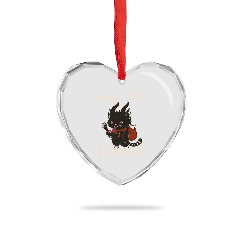 Christmas Krampus Cat Heart Crystal Glass Ornament Gruss Vom Krampus Pagan Yule Xmas - Wonder Print Shop