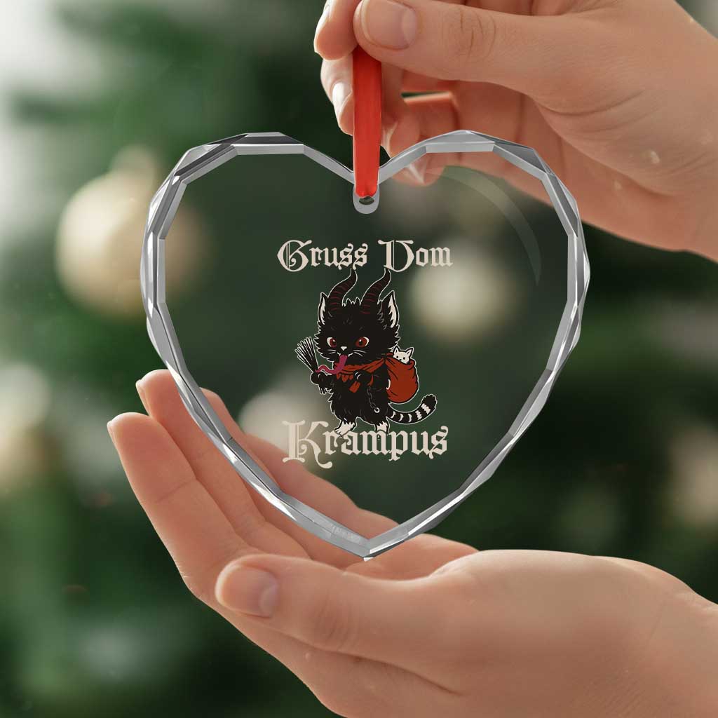 Christmas Krampus Cat Heart Crystal Glass Ornament Gruss Vom Krampus Pagan Yule Xmas - Wonder Print Shop