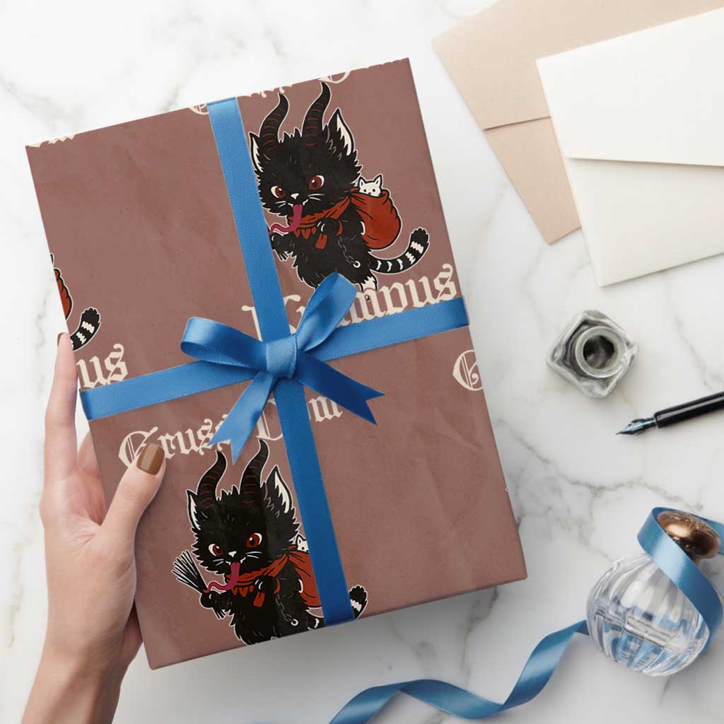 Christmas Krampus Cat Wrapping Paper Roll Gruss Vom Krampus Pagan Yule Xmas - Wonder Print Shop