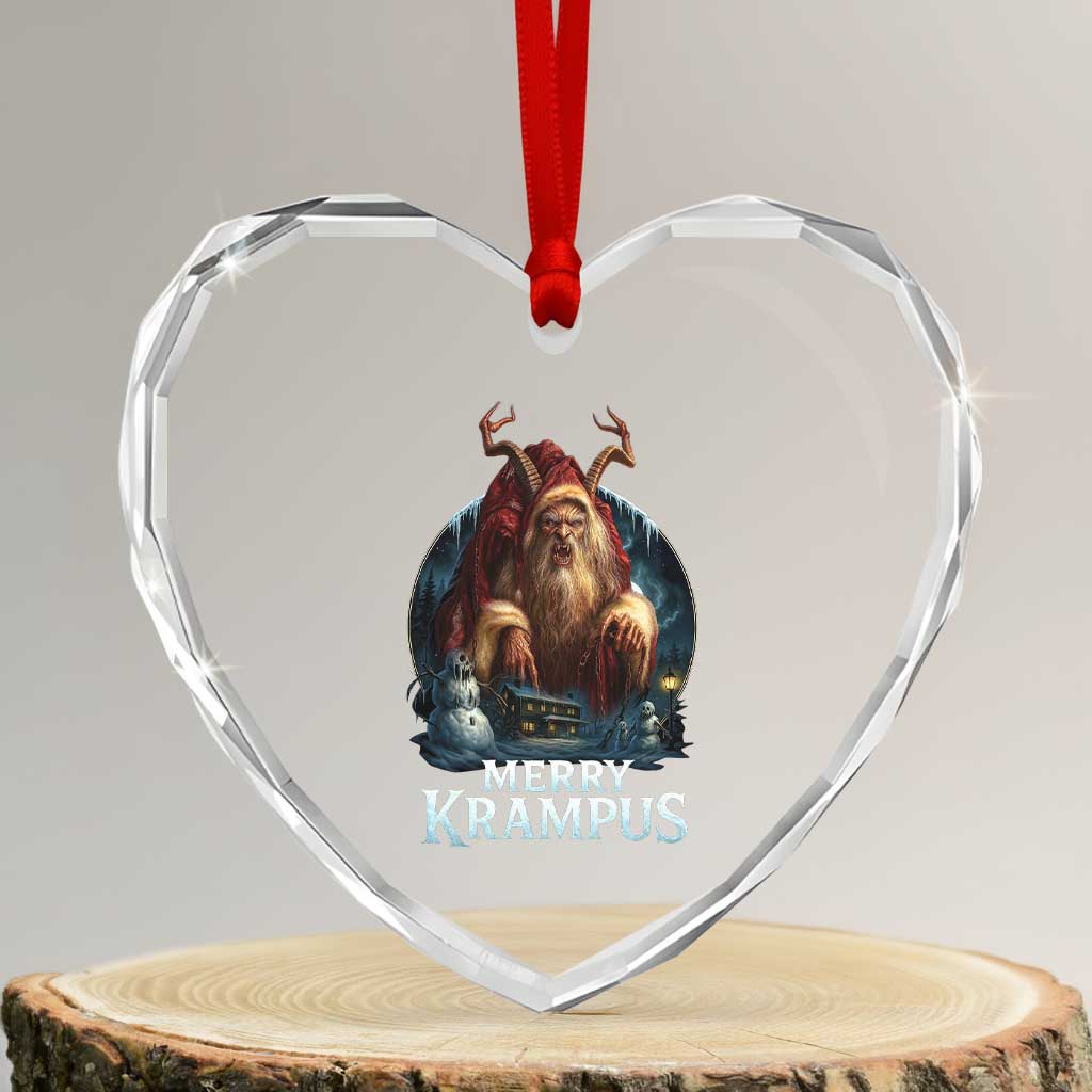 Christmas Krampus Heart Crystal Glass Ornament Merry Krampus Pagan Yule Nordic Xmas - Wonder Print Shop