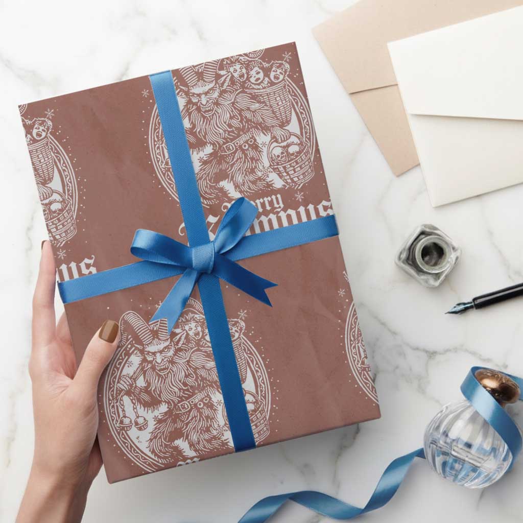 Christmas Krampus Wrapping Paper Roll Merry Krampus Norse Pagan Yule Horror Xmas - Wonder Print Shop