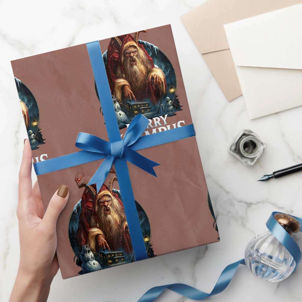 Christmas Krampus Wrapping Paper Roll Merry Krampus Pagan Yule Nordic Xmas - Wonder Print Shop