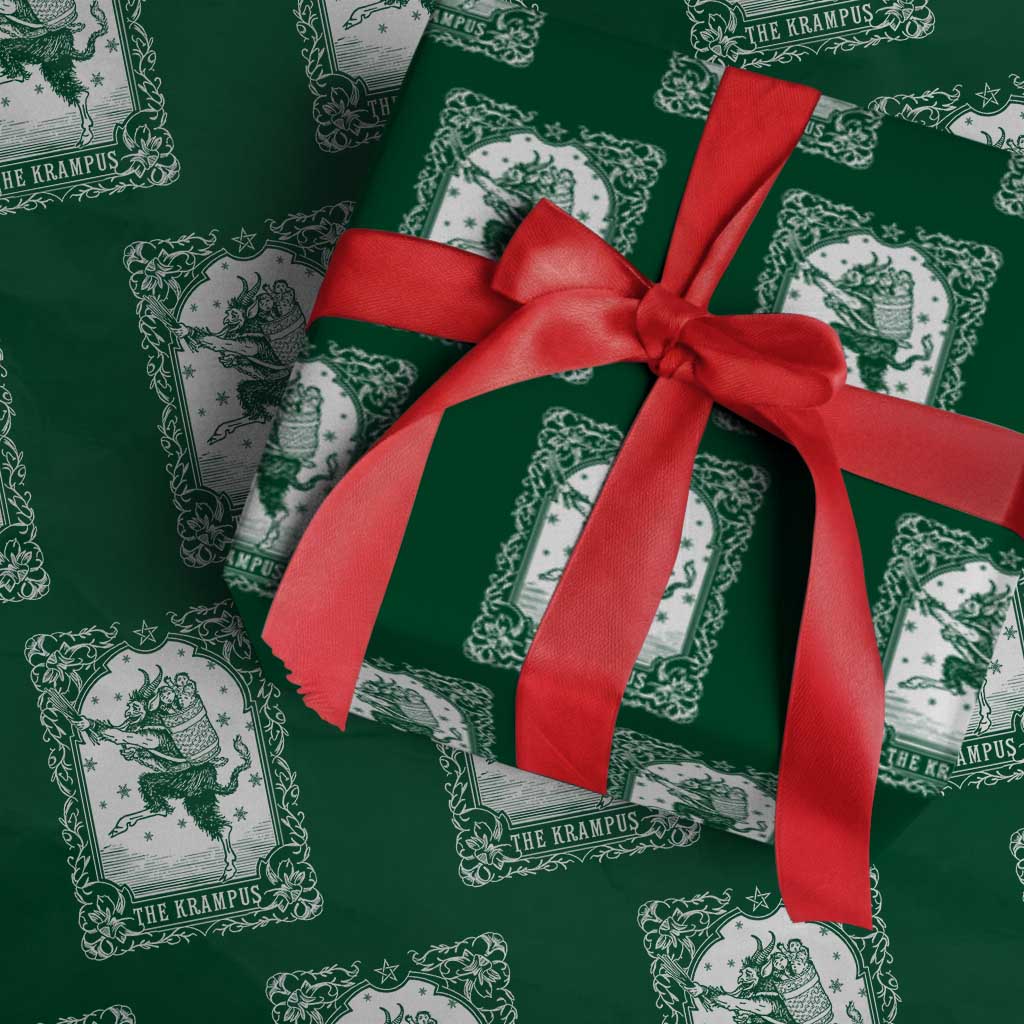 Christmas Krampus Wrapping Paper Roll Pagan Yule Nordic Xmas Krampus Evil Tarot Card - Wonder Print Shop