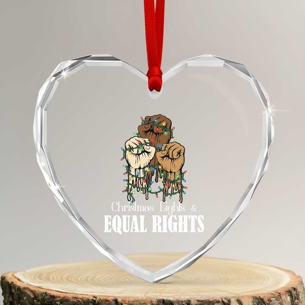 Christmas Lights And Equal Rights Heart Crystal Glass Ornament Diversity Xmas Gift - Wonder Print Shop