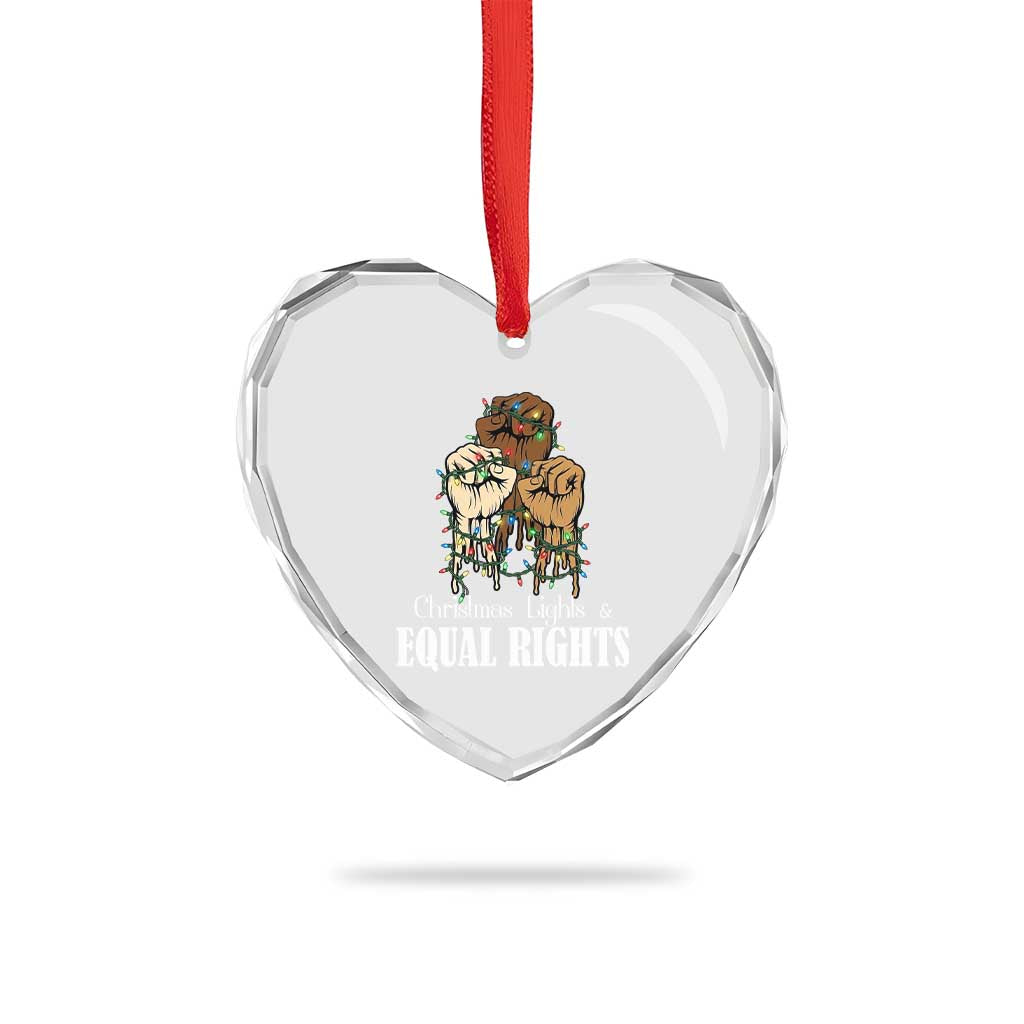 Christmas Lights And Equal Rights Heart Crystal Glass Ornament Diversity Xmas Gift - Wonder Print Shop