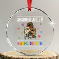 Christmas Lights And Equal Rights Ugly Sweater Crystal Glass Ornament Xmas Activism Gift - Wonder Print Shop
