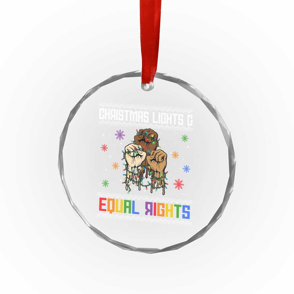 Christmas Lights And Equal Rights Ugly Sweater Crystal Glass Ornament Xmas Activism Gift - Wonder Print Shop