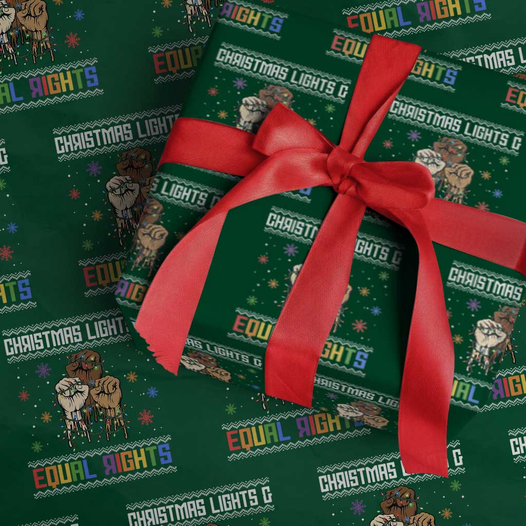 Christmas Lights And Equal Rights Ugly Sweater Wrapping Paper Roll Xmas Activism Gift - Wonder Print Shop