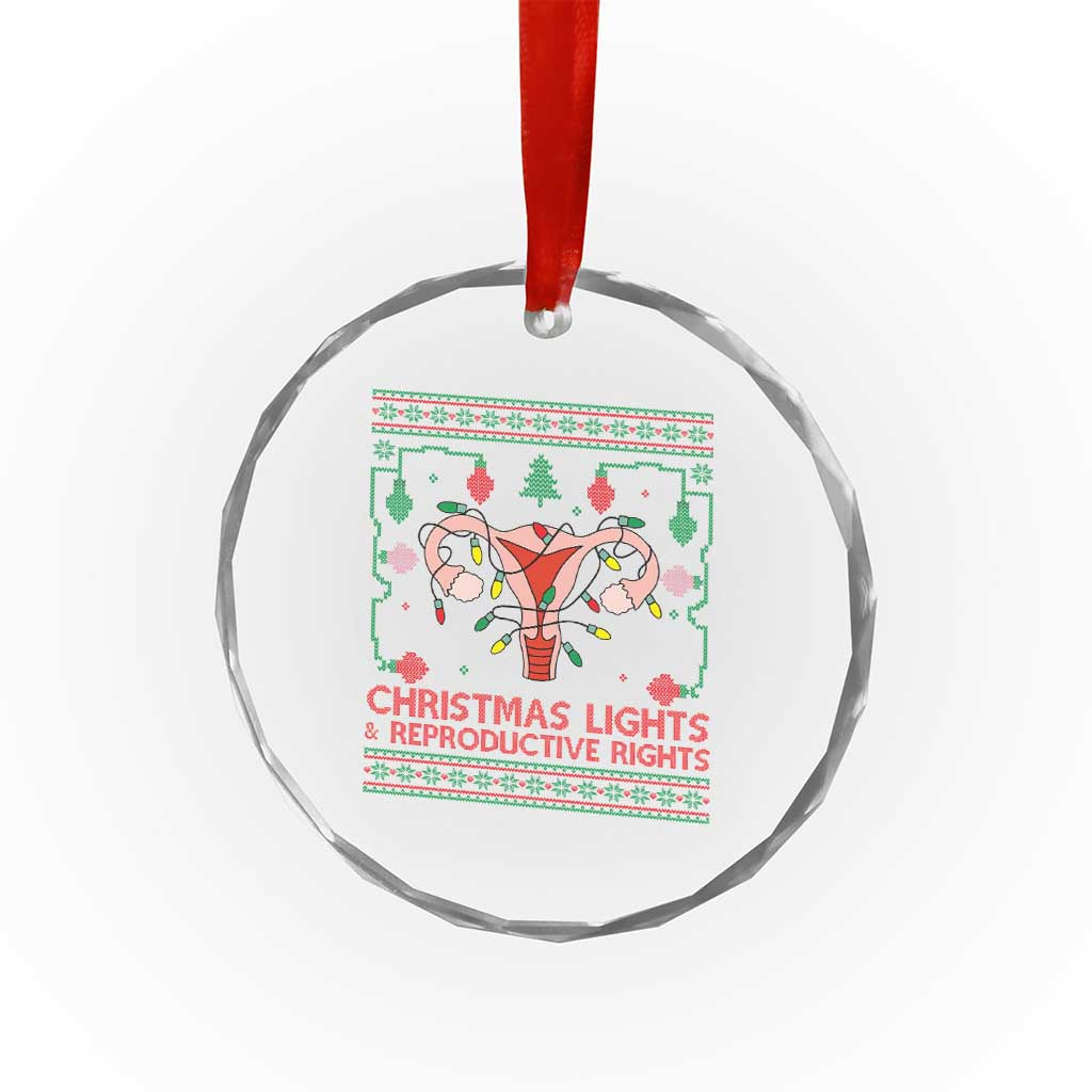 Christmas Lights And Reproductive Rights Crystal Glass Ornament Xmas Feminist Supporter Gift - Wonder Print Shop