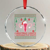 Christmas Lights And Reproductive Rights Ugly Christmas Crystal Glass Ornament Feminist Holiday Gift - Wonder Print Shop