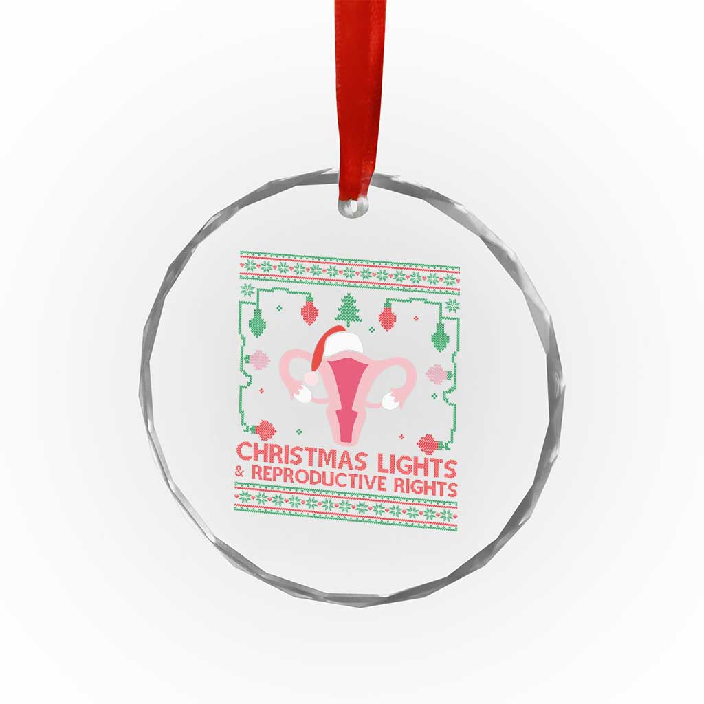 Christmas Lights And Reproductive Rights Ugly Christmas Crystal Glass Ornament Feminist Holiday Gift - Wonder Print Shop