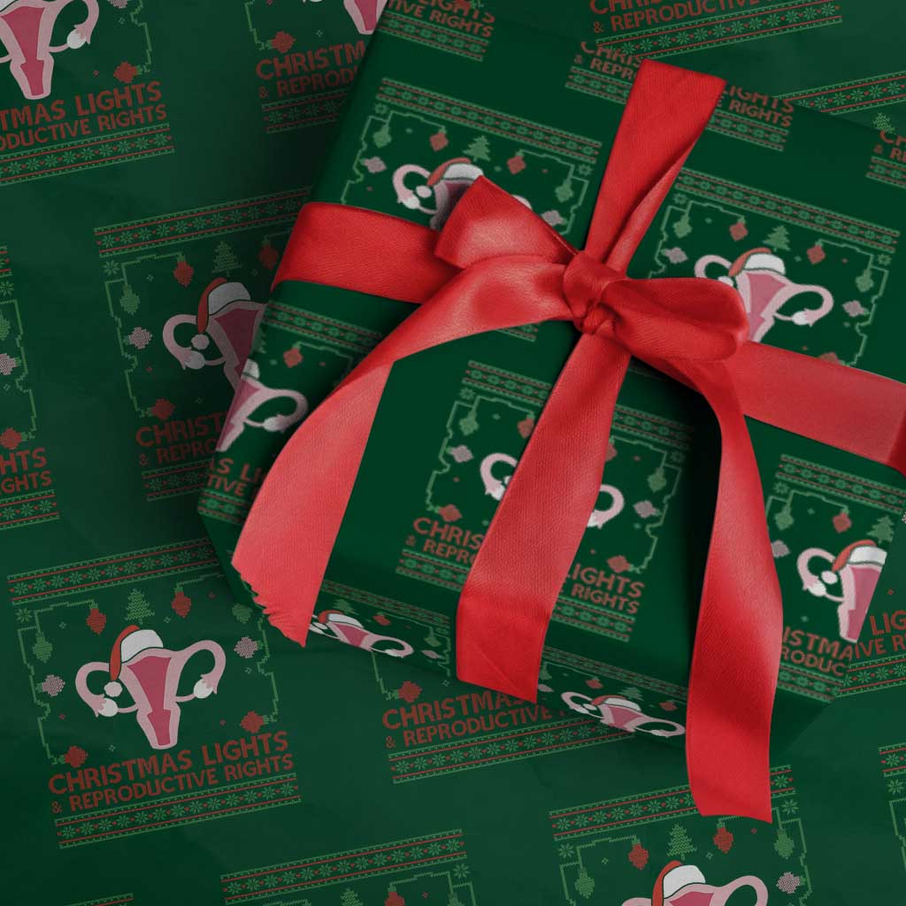Christmas Lights And Reproductive Rights Ugly Christmas Wrapping Paper Roll Feminist Holiday Gift - Wonder Print Shop