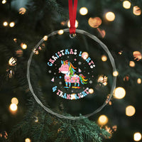 Christmas Lights And Trans Rights Crystal Glass Ornament Magical Unicorn Pride - Wonder Print Shop